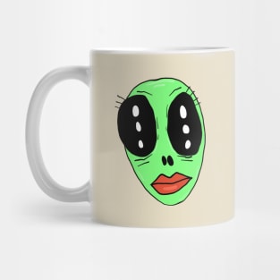 Green Alien Woman Face Mug